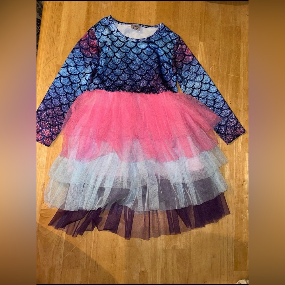 dress girls 4/5 mermaid design tulle bottom gymnastics dress up Halloween costum